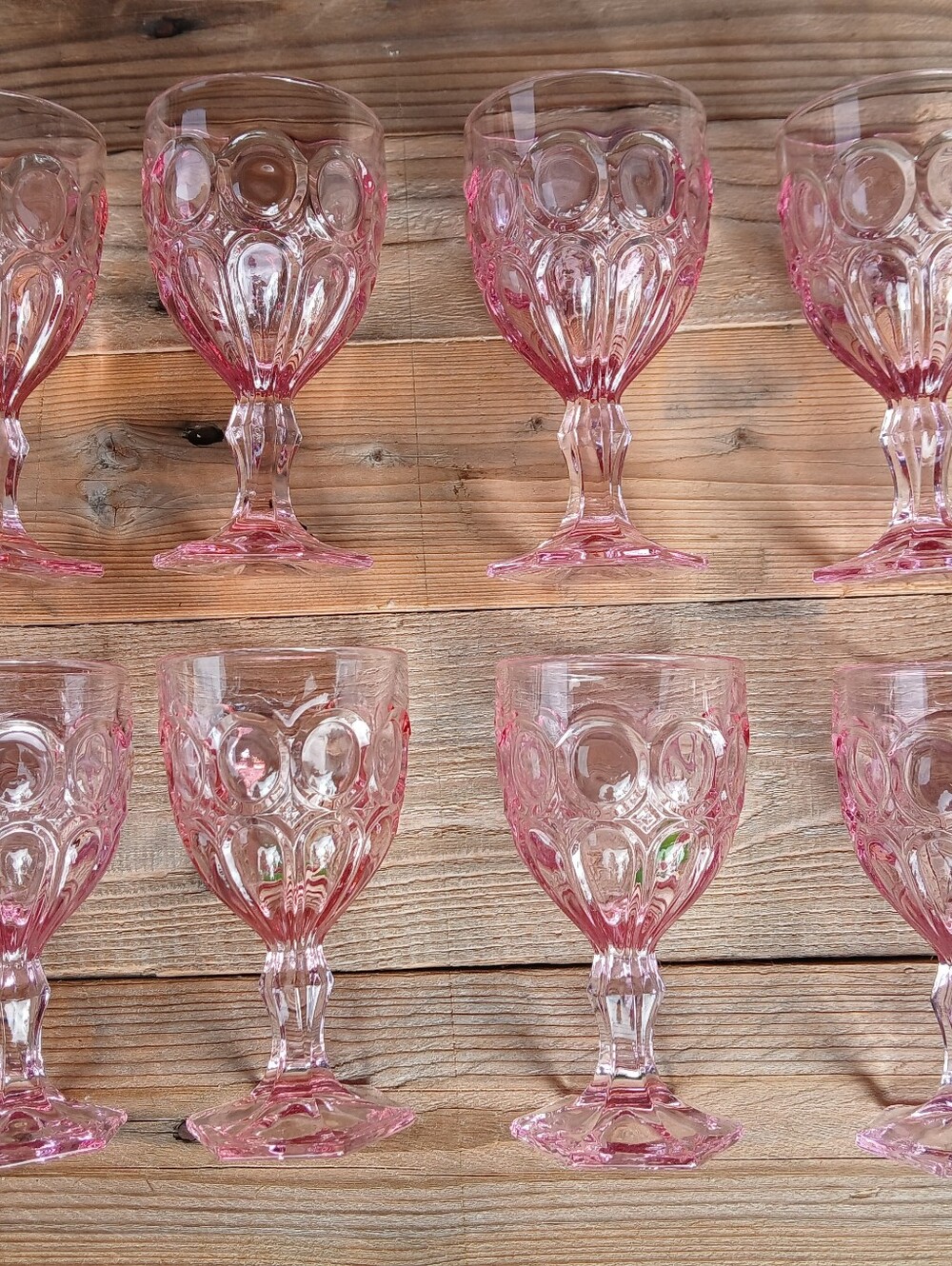 Vintage Fostoria Moonstone Pink Glass Water Goblets Set